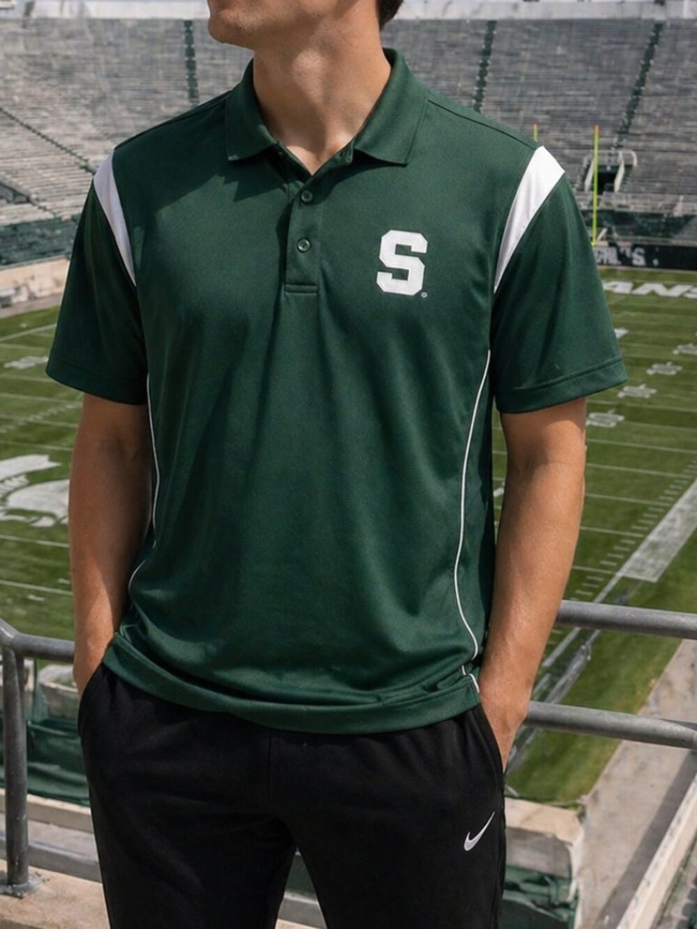 Michigan State Spartans Polo Shirt Mens XL Green NCAA Golf KA Inc Performance